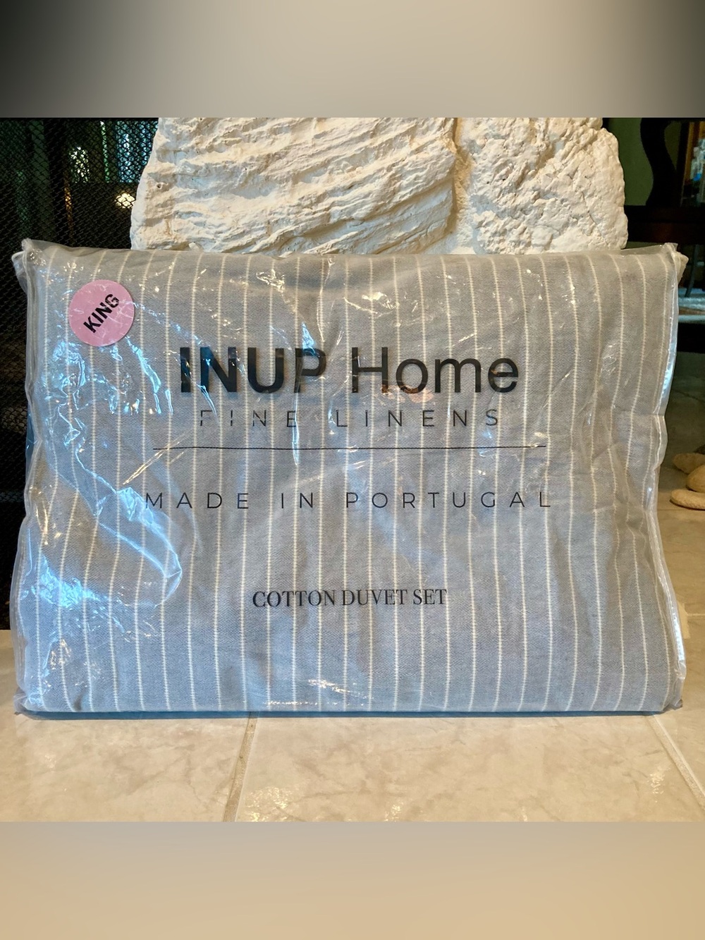 NWT INUP Home Gray Stripe Cotton Duvet Set - King